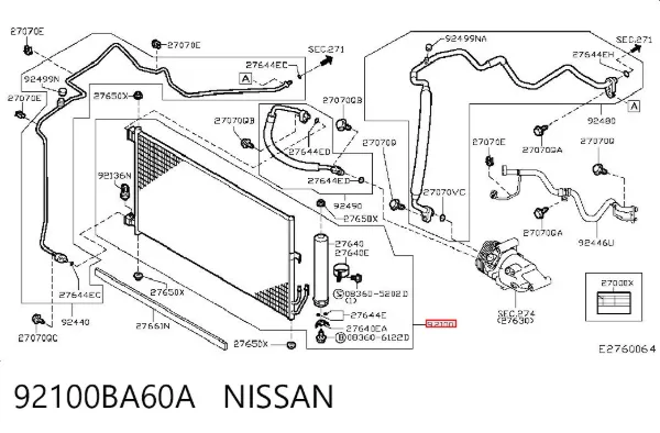 Радіатор кондиціонера 92100BA60A Nissan/Infiniti