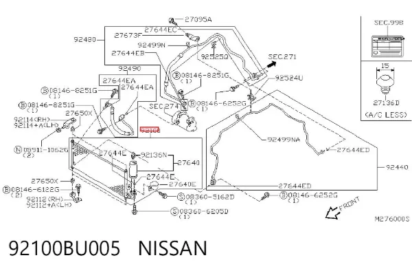 Радіатор кондиціонера 92100BU005 Nissan/Infiniti
