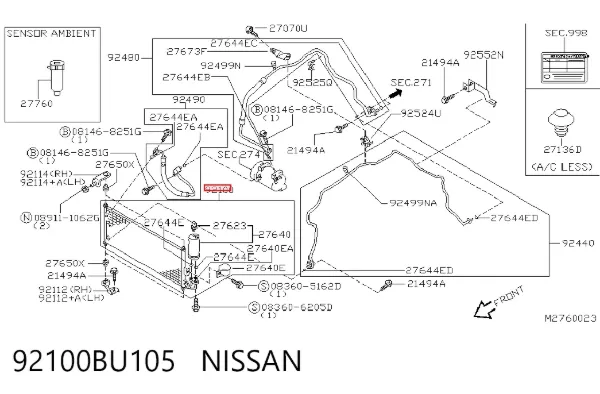Радіатор кондиціонера 92100BU105 Nissan/Infiniti