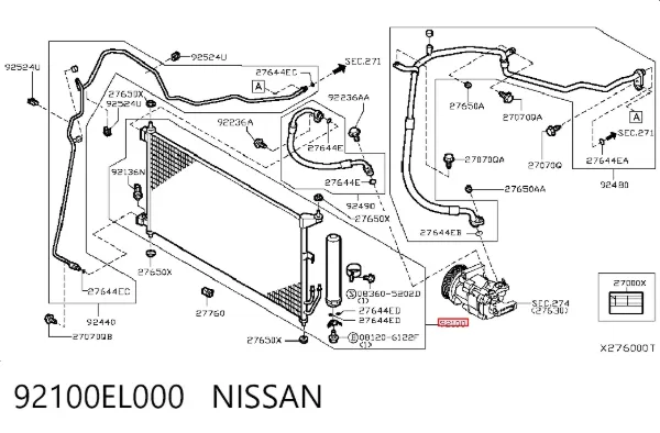 Радіатор кондиціонера 92100EL000 Nissan/Infiniti