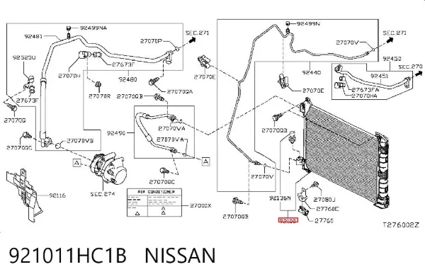 Радіатор кондиціонера 921011HC1B Nissan/Infiniti