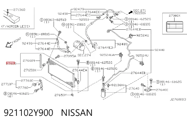 Радіатор кондиціонера 921102Y900 Nissan/Infiniti