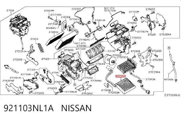 Радіатор пічки 921103NL1A Nissan/Infiniti