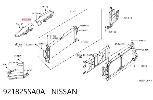 Повітропровід (дефлектор) радіатора, лівий 921825SA0A Nissan/Infiniti