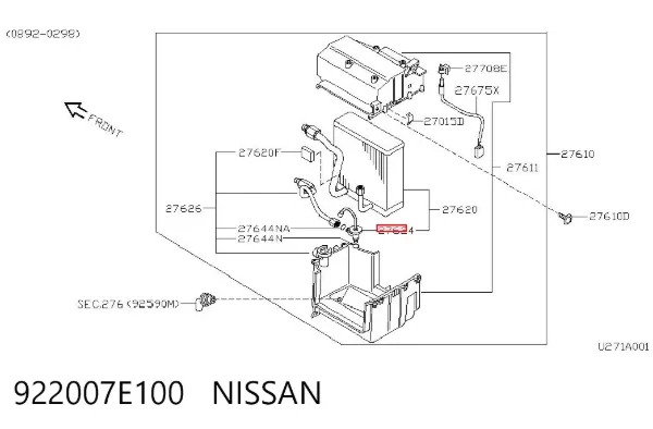 Клапан TRV, кондиціонера 922007E100 Nissan/Infiniti