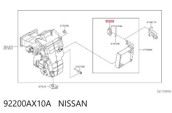 Клапан TRV, кондиціонера 92200AX10A Nissan/Infiniti