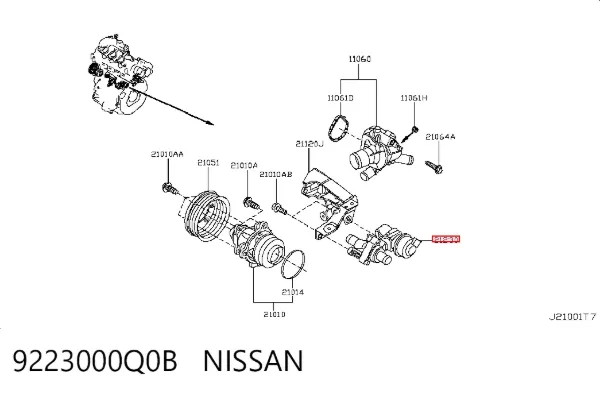 Регулюючий клапан охолоджувальної рідини 9223000Q0B Nissan/Infiniti