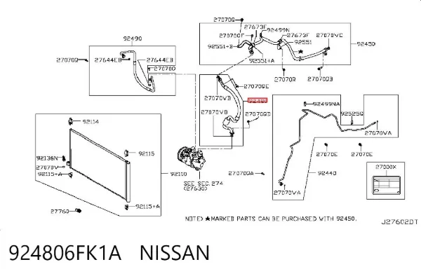 Шланг кондиціонера, від випарника до компресора 924806FK1A Nissan/Infiniti