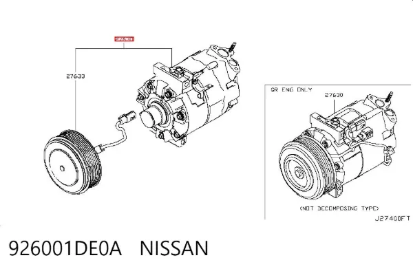 Компресор кондиціонера 926001DE0A Nissan/Infiniti