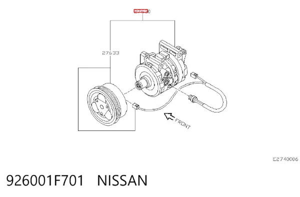 Компресор кондиціонера 926001F701 Nissan/Infiniti