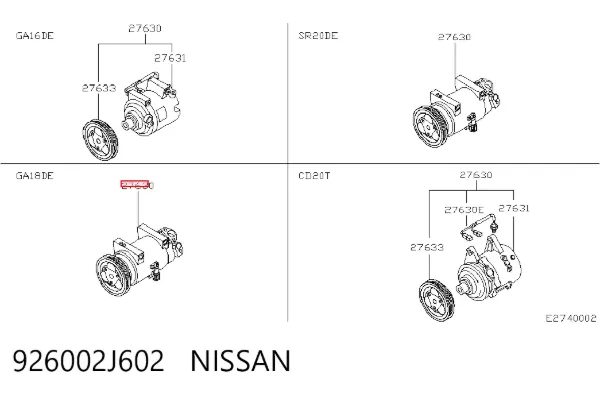 Компресор кондиціонера 926002J602 Nissan/Infiniti