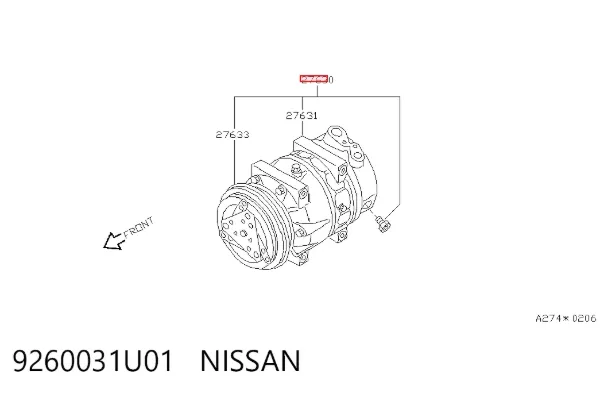 Компресор кондиціонера 9260031U01 Nissan/Infiniti