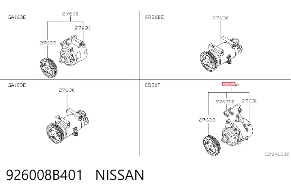 Компресор кондиціонера 926008B401 Nissan/Infiniti