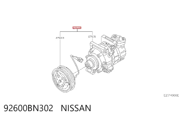 Компресор кондиціонера 92600BN302 Nissan/Infiniti