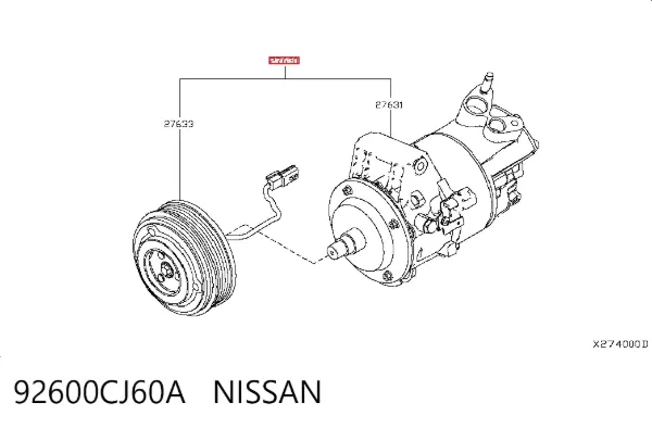 Компресор кондиціонера 92600CJ60A Nissan/Infiniti