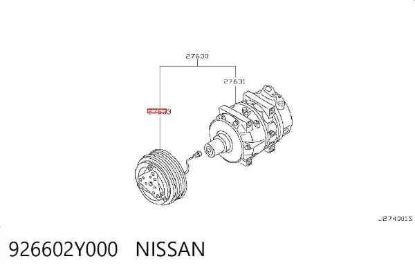 Муфта компресора кондиціонера 926602Y000 Nissan/Infiniti