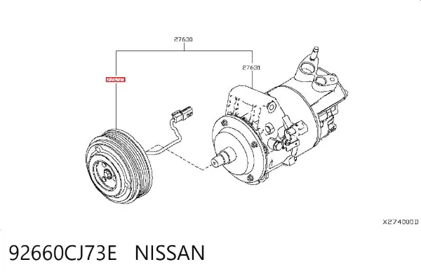 Шків компресора кондиціонера 92660CJ73E Nissan/Infiniti