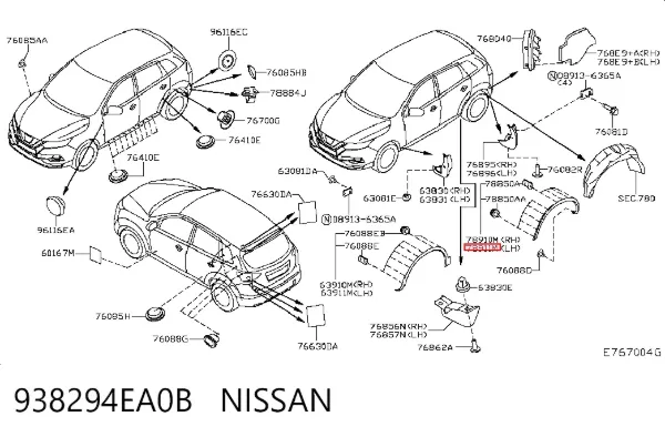 Розширювач заднього крила, лівий 938294EA0B Nissan/Infiniti