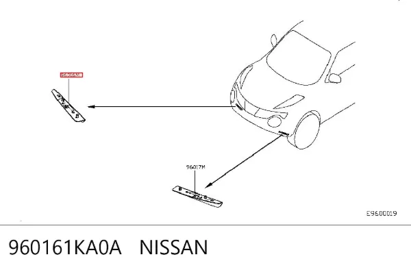 Спойлер переднього бампера, правий 960161KA0A Nissan/Infiniti