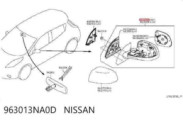 Дзеркало праве 963013NA0D Nissan/Infiniti