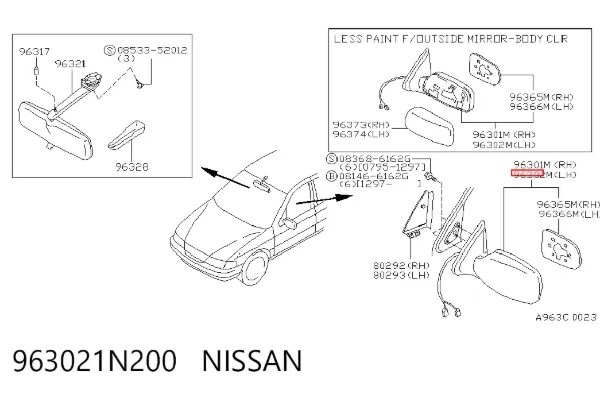 Ліве бокове дзеркало 963021N200 Nissan/Infiniti