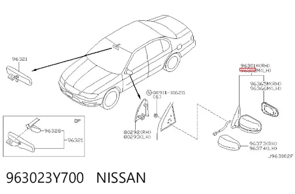 Ліве бокове дзеркало Nissan Maxima A33