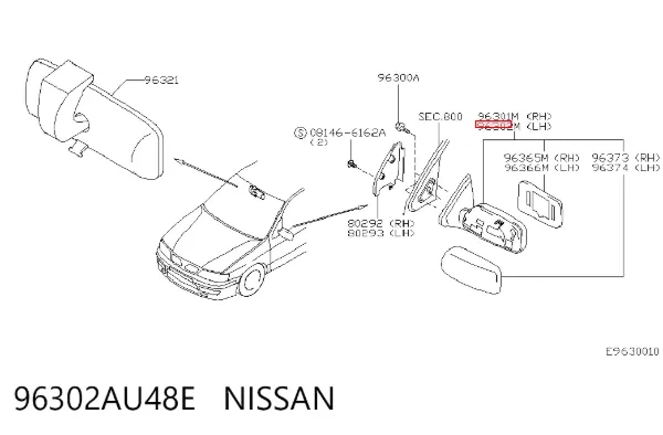 Ліве бокове дзеркало 96302AU48E Nissan/Infiniti