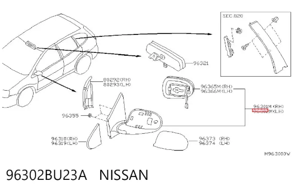 Ліве бокове дзеркало Nissan Almera TINO