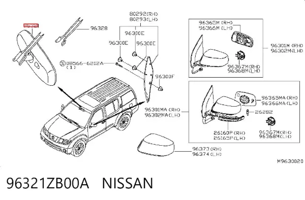 Дзеркало салону 96321ZB00A Nissan/Infiniti