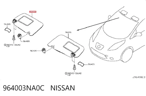 Сонцезахисний козирок 964003NA0C Nissan/Infiniti