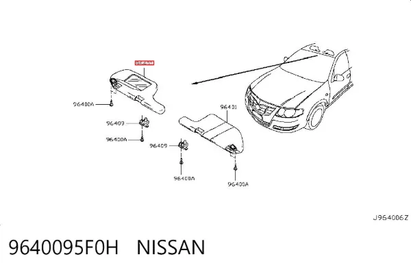 Сонцезахисний козирок 9640095F0H Nissan/Infiniti