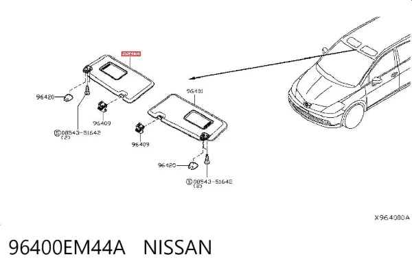 Сонцезахисний козирок 96400EM44A Nissan/Infiniti