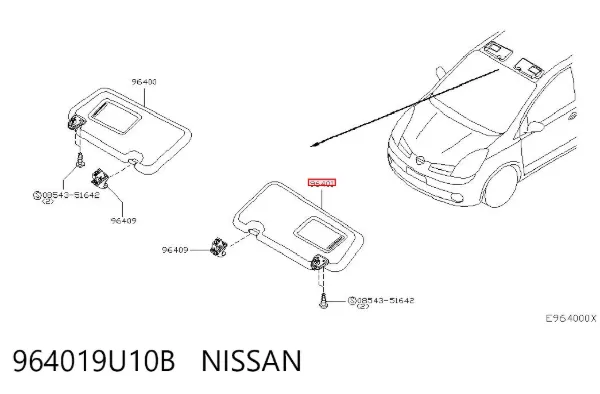 Сонцезахисний козирок 964019U10B Nissan/Infiniti