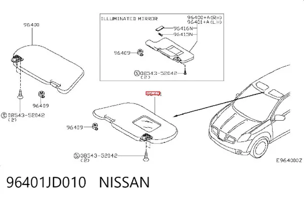 Сонцезахисний козирок 96401JD010 Nissan/Infiniti