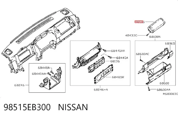 Подушка безпеки, пасажирська, AIRBAG 98515EB300 Nissan/Infiniti