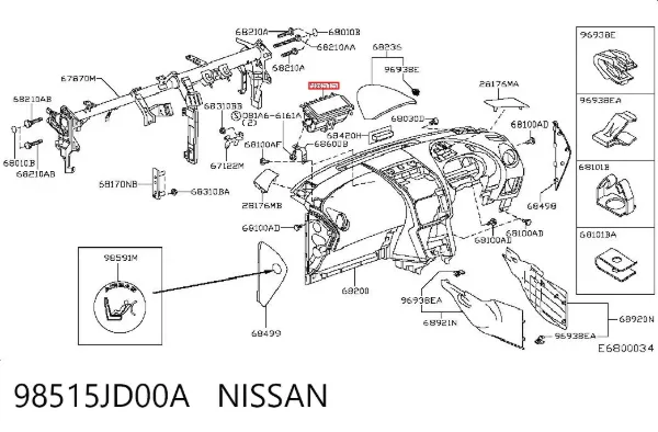 Подушка безпеки, пасажирська, AIRBAG 98515JD00A Nissan/Infiniti