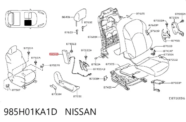 Подушка безпеки AIRBAG спинки сидіння, правого 985H01KA1D Nissan/Infiniti