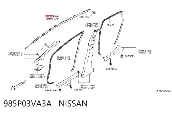 Подушка безпеки, збоку, права, AIRBAG 985P03VA3A Nissan/Infiniti