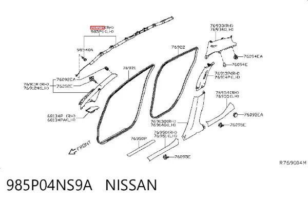 Подушка безпеки, збоку, права, AIRBAG 985P04NS9A Nissan/Infiniti