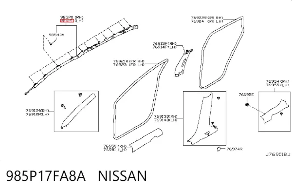 Подушка безпеки, збоку, ліва, AIRBAG 985P17FA8A Nissan/Infiniti