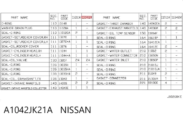  A1042JK21A Nissan/Infiniti