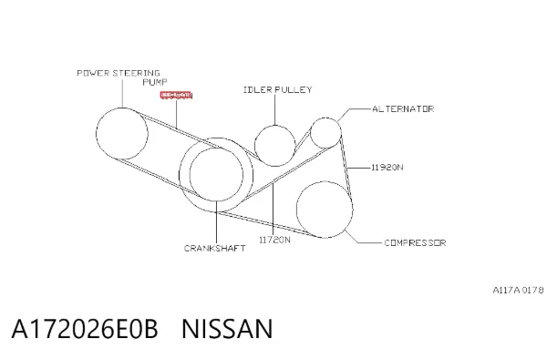 Ремінь генератора A172026E0B Nissan/Infiniti