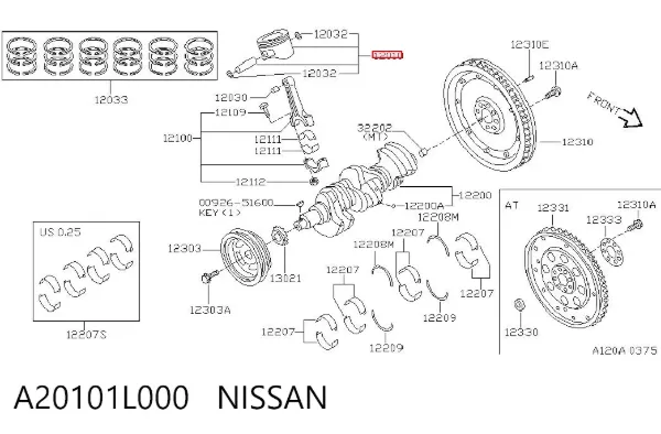 Поршень в комплекті на 1 циліндр, STD A20101L000 Nissan/Infiniti