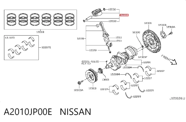 Поршень з пальцем без кілець, STD A2010JP00E Nissan/Infiniti