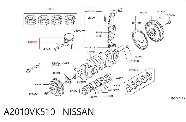 Поршень з пальцем без кілець, STD A2010VK510 Nissan/Infiniti