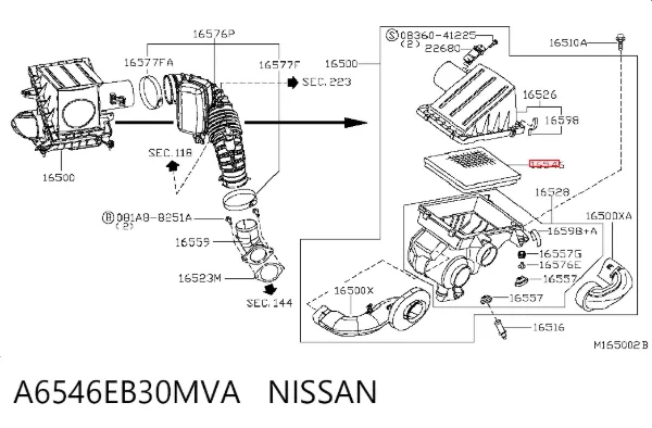 Повітряний фільтр A6546EB30MVA Nissan/Infiniti