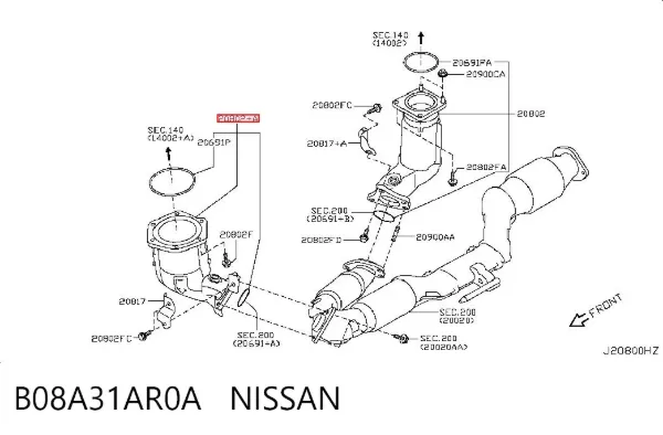 Каталізатор B08A31AR0A Nissan/Infiniti
