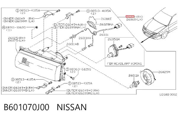 Фара права B601070J00 Nissan/Infiniti
