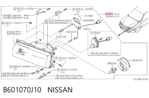 Фара права B601070J10 Nissan/Infiniti