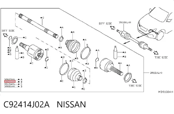 Пильник ШРУСа зовнішній C92414J02A Nissan/Infiniti